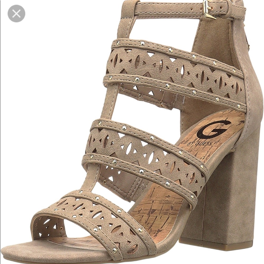 G BY GUESS brown women’s heel sandals